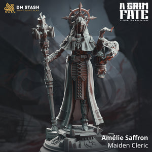 Amélie Saffron Maiden Cleric - A Grim Fate  - DM Stash - Wargaming D&D DnD, 28mm, 32mm, 40mm, 54mm, 75mm, 100mm, 125mm