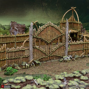 Bamboo Barricades with Gate  - The Gloaming Swamps - Printable Scenery Terrain Wargaming D&D DnD