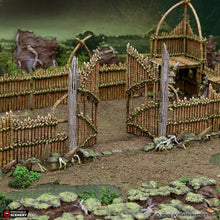 Load image into Gallery viewer, Bamboo Barricades with Gate  - The Gloaming Swamps - Printable Scenery Terrain Wargaming D&amp;D DnD