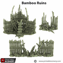 Load image into Gallery viewer, Ruined Bamboo Barricades - The Gloaming Swamps - Printable Scenery Terrain Wargaming D&amp;D DnD 10mm 15mm 20mm 28mm 32mm 40mm 54mm