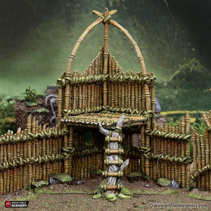 Bamboo Barricades with Gate  - The Gloaming Swamps - Printable Scenery Terrain Wargaming D&D DnD