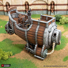 Load image into Gallery viewer, Barrel-Tech Sky Barge - Rise of the Halflings - Printable Scenery - Terrain, Wargaming, D&amp;D, DnD