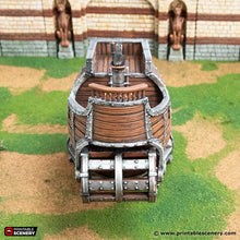 Load image into Gallery viewer, Barrel-Tech Sky Barge - Rise of the Halflings - Printable Scenery - Terrain, Wargaming, D&amp;D, DnD