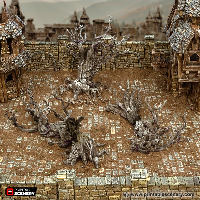 Blasted Trees - Cities of Ramshackle and Ruin - Printable Scenery - Terrain, Wargaming, D&D, DnD