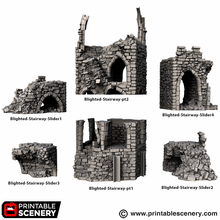 Load image into Gallery viewer, Blighted Stairway - Darkness &amp; Desolation - Printable Scenery - SystemHEX Terrain D&amp;D DnD