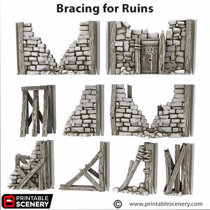Bracing for Ruins - Cities of Ramshackle and Ruin - Printable Scenery - Terrain, Wargaming, D&D, DnD
