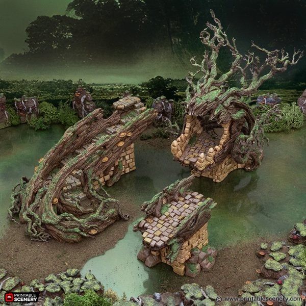 Brackencourt Bridge - The Gloaming Swamps - Printable Scenery Terrain Wargaming 10mm 15mm 20mm 25mm 28mm 32mm 40mm 54mm D&D DnD