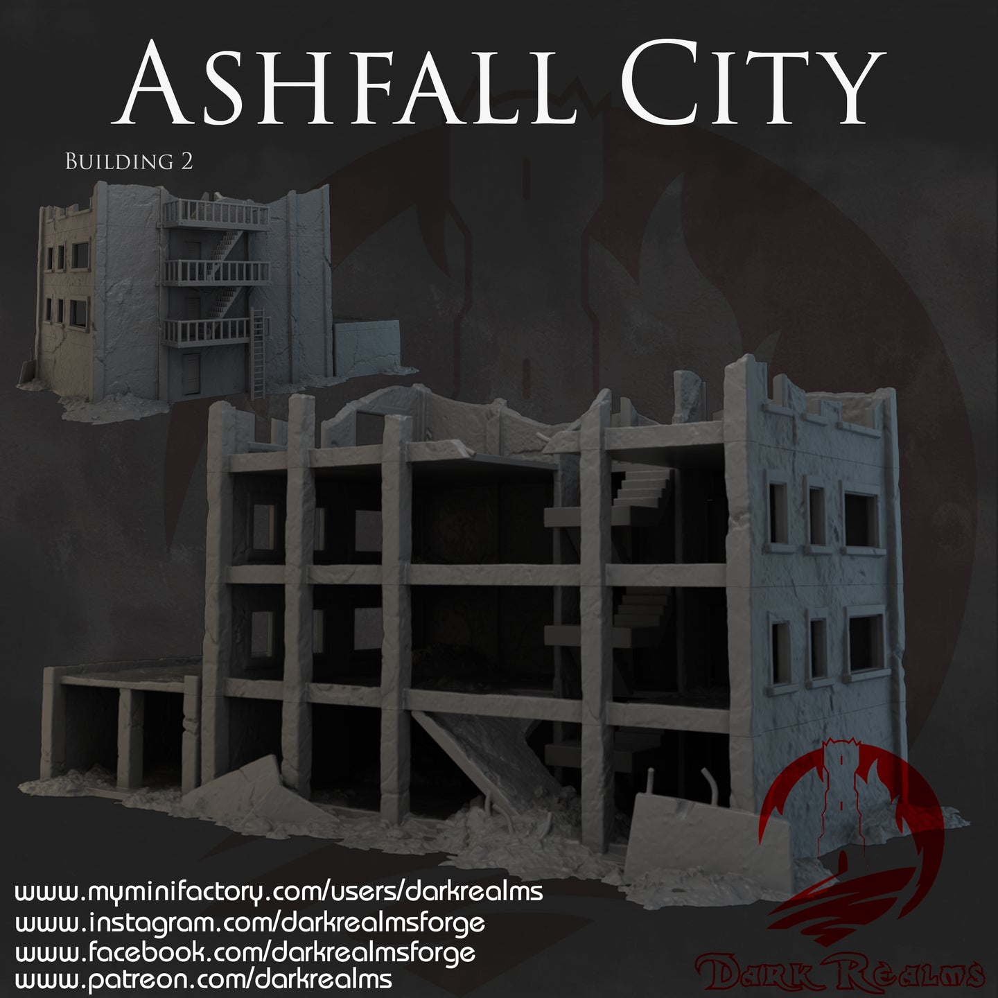 Building 2 - Ashfall City - Dark Realms Terrain Wargaming D&D DnD