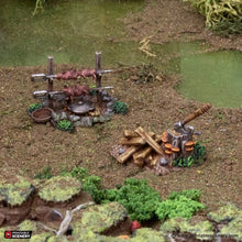 Load image into Gallery viewer, Campsite - The Gloaming Swamps - Printable Scenery Terrain Wargaming D&amp;D DnD 15mm 20mm 25mm 28mm 32mm 40mm 54mm