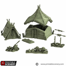Load image into Gallery viewer, Campsite - The Gloaming Swamps - Printable Scenery Terrain Wargaming D&amp;D DnD 15mm 20mm 25mm 28mm 32mm 40mm 54mm