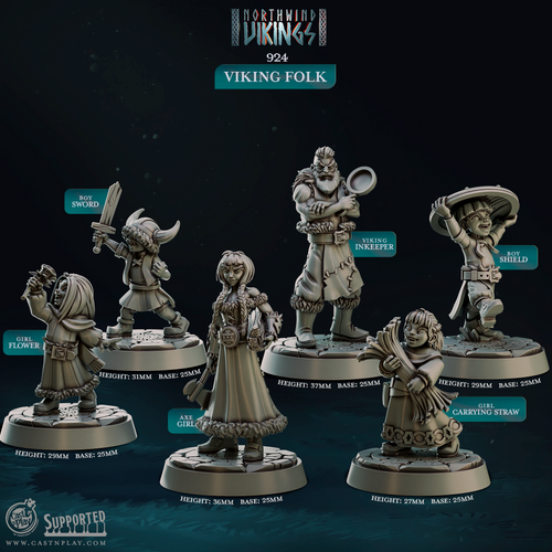 Viking Folk - Northwind Vikings - CastNPlay - Terrain Wargaming D&D DnD 28mm 32mm 40mm 54mm