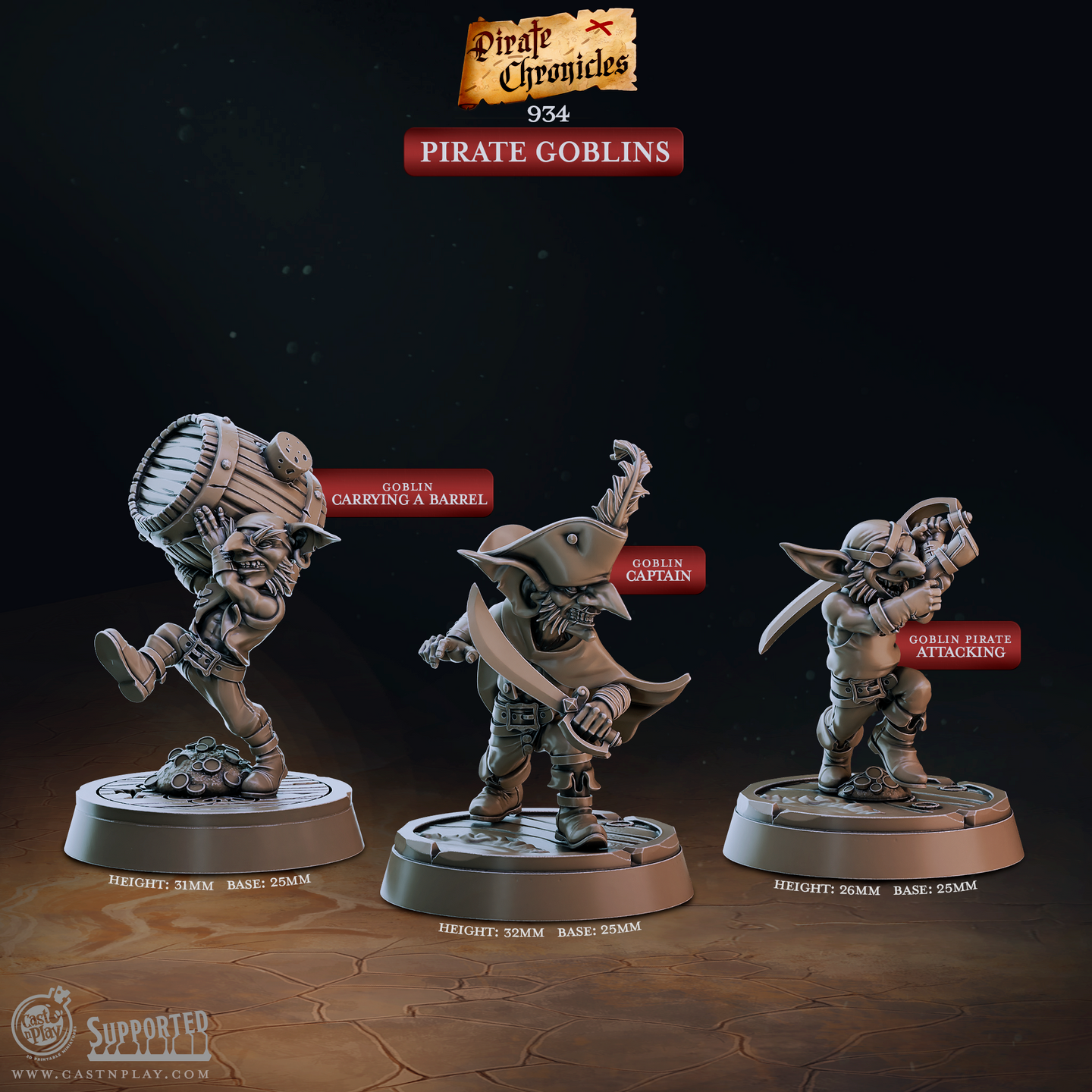 Pirate Goblins - Pirate Chronicles - CastNPlay - Terrain Wargaming D&D DnD 28mm 32mm 40mm 54mm