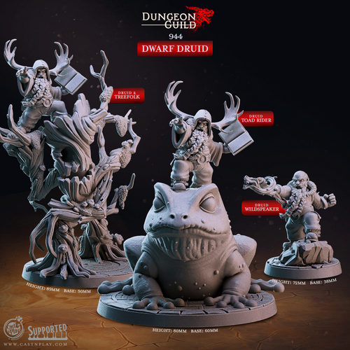 Dwarf Druids - Dungeon Guild - CastNPlay - Terrain Wargaming D&D DnD 28mm 32mm 40mm 54mm