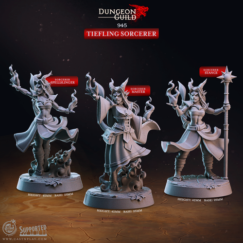 Tiefling Sorcerers - Dungeon Guild - CastNPlay - Terrain Wargaming D&D DnD 28mm 32mm 40mm 54mm