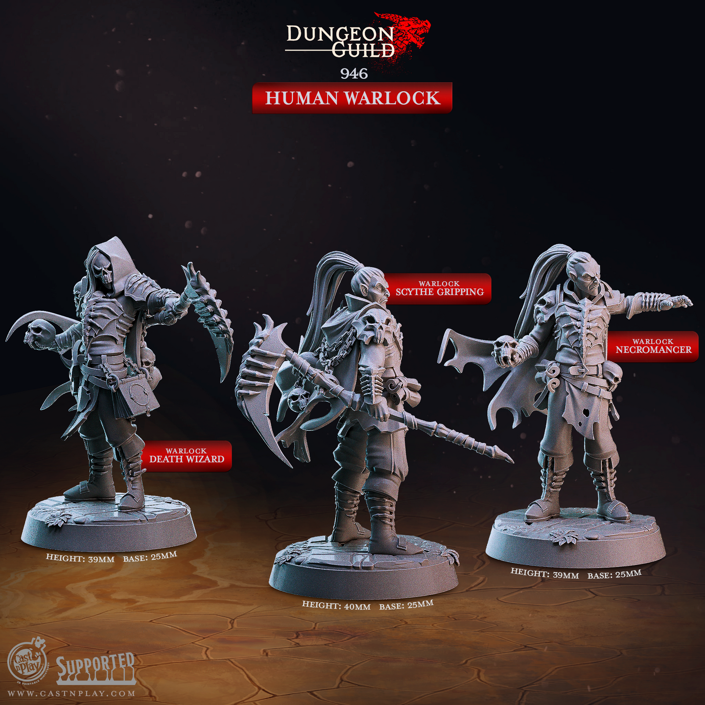 Human Warlocks - Dungeon Guild - CastNPlay - Terrain Wargaming D&D DnD 28mm 32mm 40mm 54mm