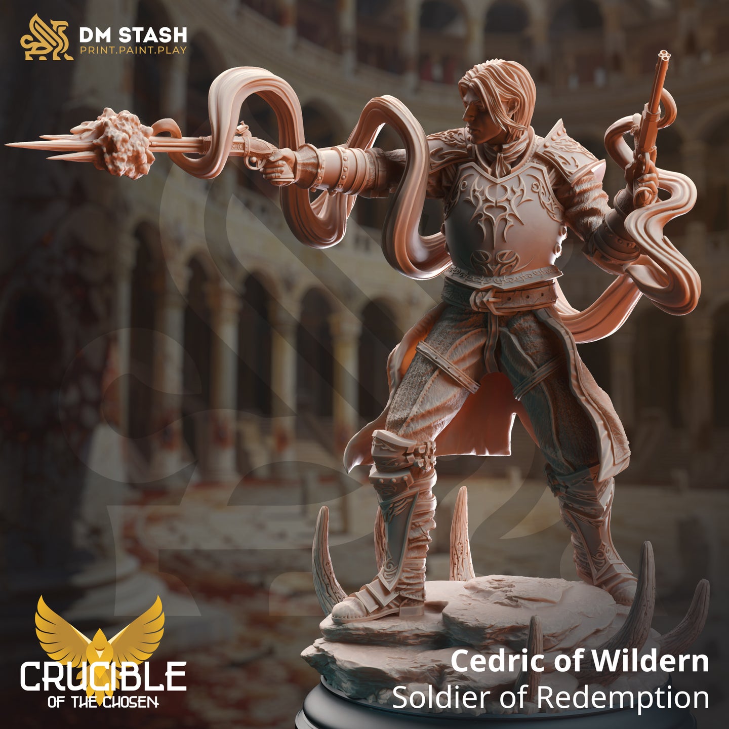 Cedric of Wildern Soldier of Redemption - Crucible of the Chosen  - DM Stash - Wargaming D&D DnD, 28mm, 32mm, 40mm, 54mm, 75mm, 100mm, 125mm