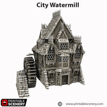 Load image into Gallery viewer, City Watermill - Cities of Ramshackle and Ruin - Printable Scenery - Terrain, Wargaming, D&amp;D, DnD