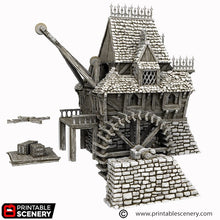 Load image into Gallery viewer, City Watermill - Cities of Ramshackle and Ruin - Printable Scenery - Terrain, Wargaming, D&amp;D, DnD