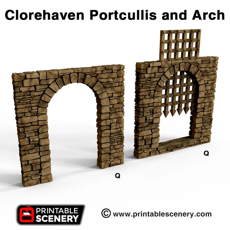Clorehaven Portcullis and Arch - Clorehaven - Printable Scenery - Terrain, Wargaming, D&D, DnD