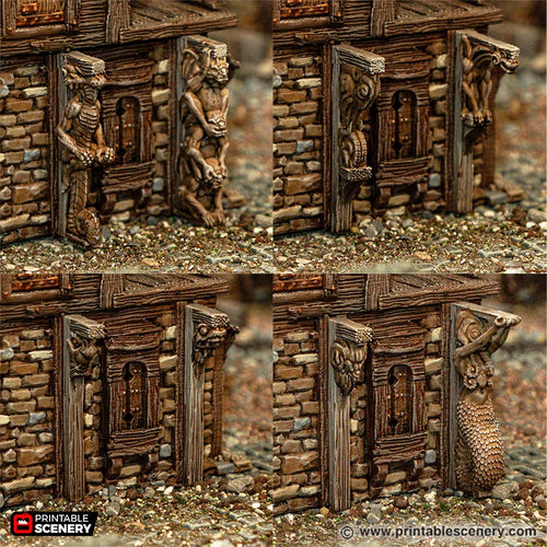 Corbels - Cities of Ramshackle and Ruin - Printable Scenery - Terrain, Wargaming, D&D, DnD 28mm 32mm 40mm 54mm
