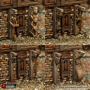 Corbels - Cities of Ramshackle and Ruin - Printable Scenery - Terrain, Wargaming, D&D, DnD 28mm 32mm 40mm 54mm