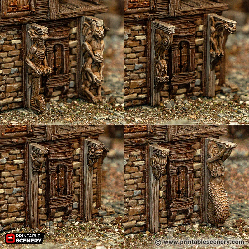 Corbels - Cities of Ramshackle and Ruin - Printable Scenery - Terrain, Wargaming, D&D, DnD 28mm 32mm 40mm 54mm