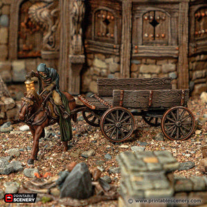 Horse and Cart - Cities of Ramshackle and Ruin - Printable Scenery Terrain Wargaming D&D DnD 28mm 32mm 40mm 54mm