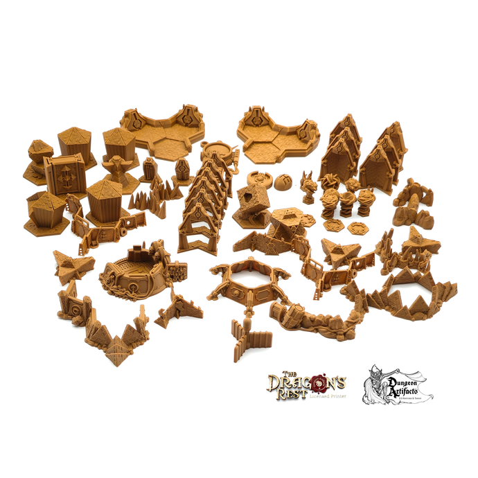 Darkstone Fortification Compatible Trihex Citadel Token and Marker Sets - Dragon's Rest Wargaming Terrain Scatter