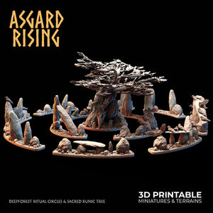 Large Deep Forest Ritual Circles and Sacred Runic Tree - Asgard Rising - Wargaming D&D DnD