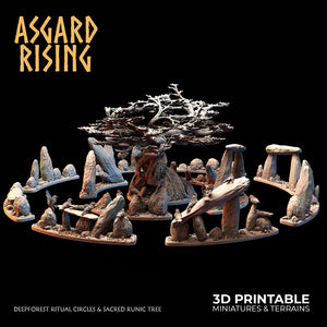 Large Deep Forest Ritual Circles and Sacred Runic Tree - Asgard Rising - Wargaming D&D DnD