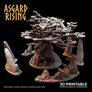 Small Deep Forest Ritual Circles and Sacred Runic Tree - Asgard Rising - Wargaming D&D DnD
