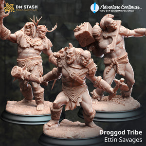 Droggod Tribe Ettin Savages - Adventure Continues - DM Stash - Wargaming D&D DnD, 28mm, 32mm, 40mm, 54mm, 75mm, 100mm, 125mm