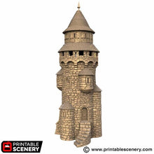 Load image into Gallery viewer, Earl&#39;s Round Tower - Kingdoms of Throne and Ash - Printable Scenery - Terrain, Wargaming, D&amp;D, DnD