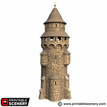 Load image into Gallery viewer, Earl&#39;s Round Tower - Kingdoms of Throne and Ash - Printable Scenery - Terrain, Wargaming, D&amp;D, DnD