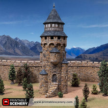 Load image into Gallery viewer, Earl&#39;s Round Tower - Kingdoms of Throne and Ash - Printable Scenery - Terrain, Wargaming, D&amp;D, DnD