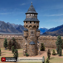 Load image into Gallery viewer, Earl&#39;s Round Tower - Kingdoms of Throne and Ash - Printable Scenery - Terrain, Wargaming, D&amp;D, DnD