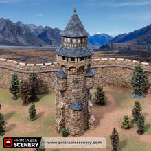 Load image into Gallery viewer, Earl&#39;s Round Tower - Kingdoms of Throne and Ash - Printable Scenery - Terrain, Wargaming, D&amp;D, DnD
