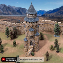 Load image into Gallery viewer, Earl&#39;s Round Tower - Kingdoms of Throne and Ash - Printable Scenery - Terrain, Wargaming, D&amp;D, DnD