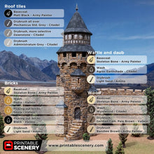 Load image into Gallery viewer, Earl&#39;s Round Tower - Kingdoms of Throne and Ash - Printable Scenery - Terrain, Wargaming, D&amp;D, DnD