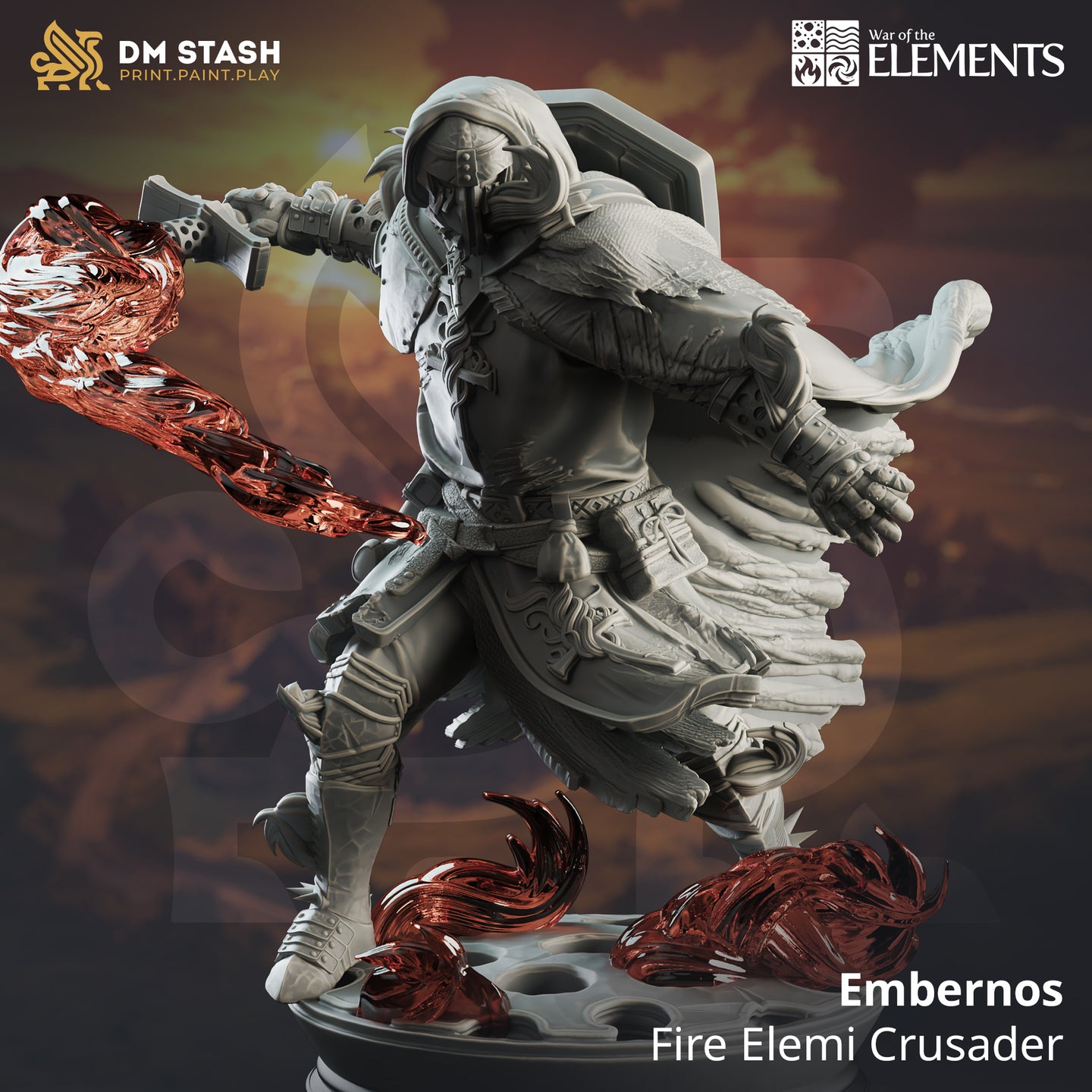 Embernos - Fire Elemi Crusader - DM Stash - Terrain Wargaming D&D DnD 32mm 40mm 54mm 75mm