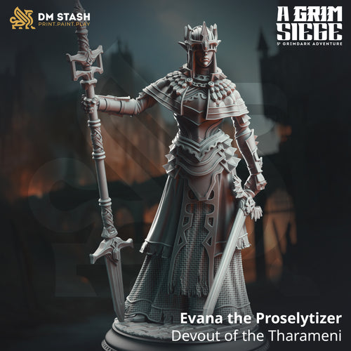 Evana the Proselytizer, Devout of the Tharameni - A Grim Siege - DM Stash - Terrain Wargaming D&D DnD 32mm 40mm 54mm 75mm