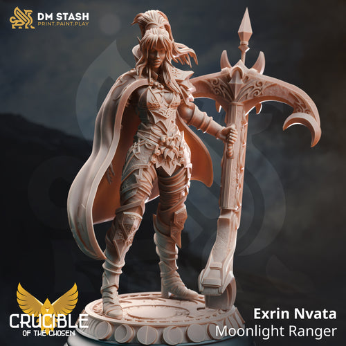 Exrin Nvata  Moonlight Ranger - Crucible of the Chosen  - DM Stash - Wargaming D&D DnD, 28mm, 32mm, 40mm, 54mm, 75mm, 100mm, 125mm