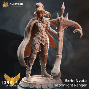 Exrin Nvata  Moonlight Ranger - Crucible of the Chosen  - DM Stash - Wargaming D&D DnD, 28mm, 32mm, 40mm, 54mm, 75mm, 100mm, 125mm