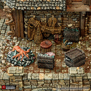 Fishermans Scatter - Cities of Ramshackle and Ruin - Printable Scenery - Terrain, Wargaming, D&D, DnD 28mm 32mm 40mm 54mm