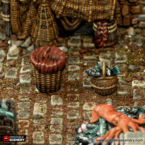 Fishermans Scatter - Cities of Ramshackle and Ruin - Printable Scenery - Terrain, Wargaming, D&D, DnD 28mm 32mm 40mm 54mm
