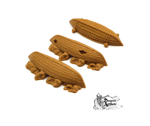 Flipped Fishing Boats - Depths of the Savage Atoll - EC3D Wargaming Terrain D&D, DnD