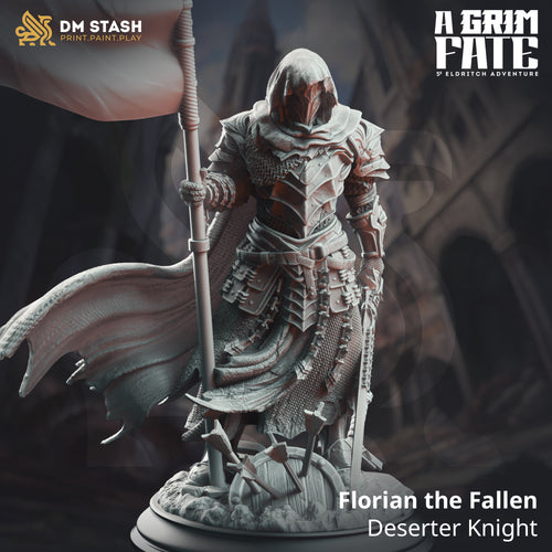Florian the Fallen Deserter Knight - A Grim Fate  - DM Stash - Wargaming D&D DnD, 28mm, 32mm, 40mm, 54mm, 75mm, 100mm, 125mm