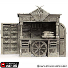 Load image into Gallery viewer, Garment Merchants Stand - Rise of the Halflings - Printable Scenery - Terrain, Wargaming, D&amp;D, DnD 28mm 32mm 40mm 54mm