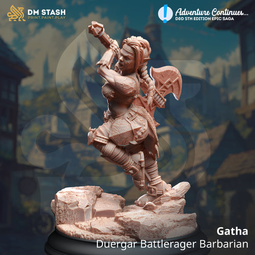 Gatha Duergar Battlerager Barbarian - Adventure Continues - DM Stash - Wargaming D&D DnD, 28mm, 32mm, 40mm, 54mm, 75mm, 100mm, 125mm