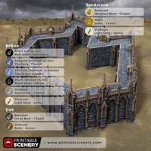 Load image into Gallery viewer, Gothic Angular Walls - Darkness &amp; Desolation - Printable Scenery - SystemHEX Terrain D&amp;D DnD